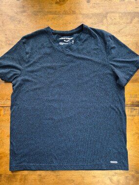 Tony Hawk Mens XL Vneck TShirt Blue/Blk Heathered Performance